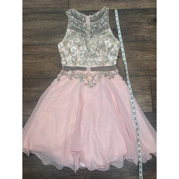 Dancing Queen - 9550 Mock Two-Piece A-Line Short Mini Prom Dress Pink S - Picture 16 of 16